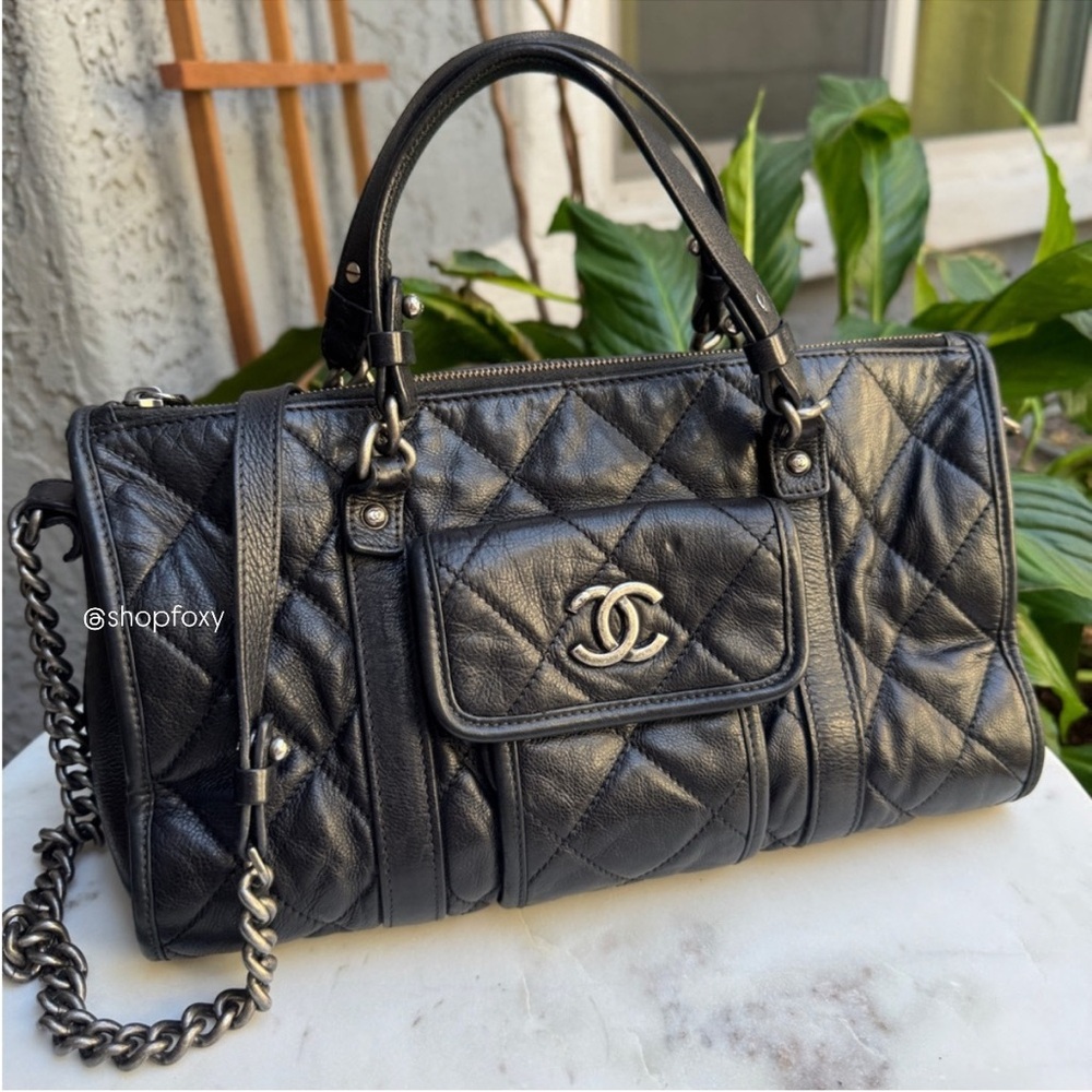 Chanel Calfskin Quilted Casual Riviera Bowling Bag